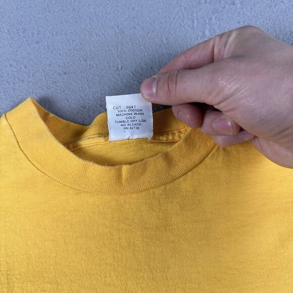 Vintage 1993 Guess Shirt Men’s Medium Yellow Los Angeles California Short Sleeve - Picture 8 of 16